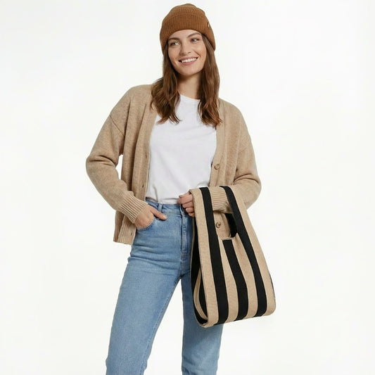 Stripe Woven Tote Bag